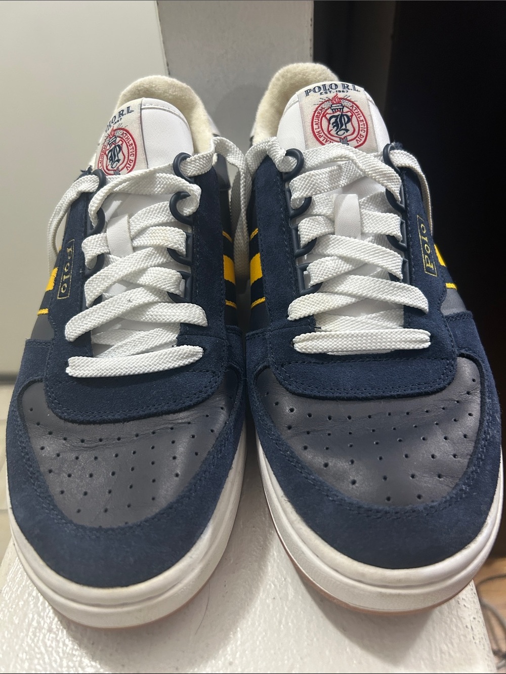 Polo by Ralph Lauren Navy with Yellow Stripe Men's Sneakers